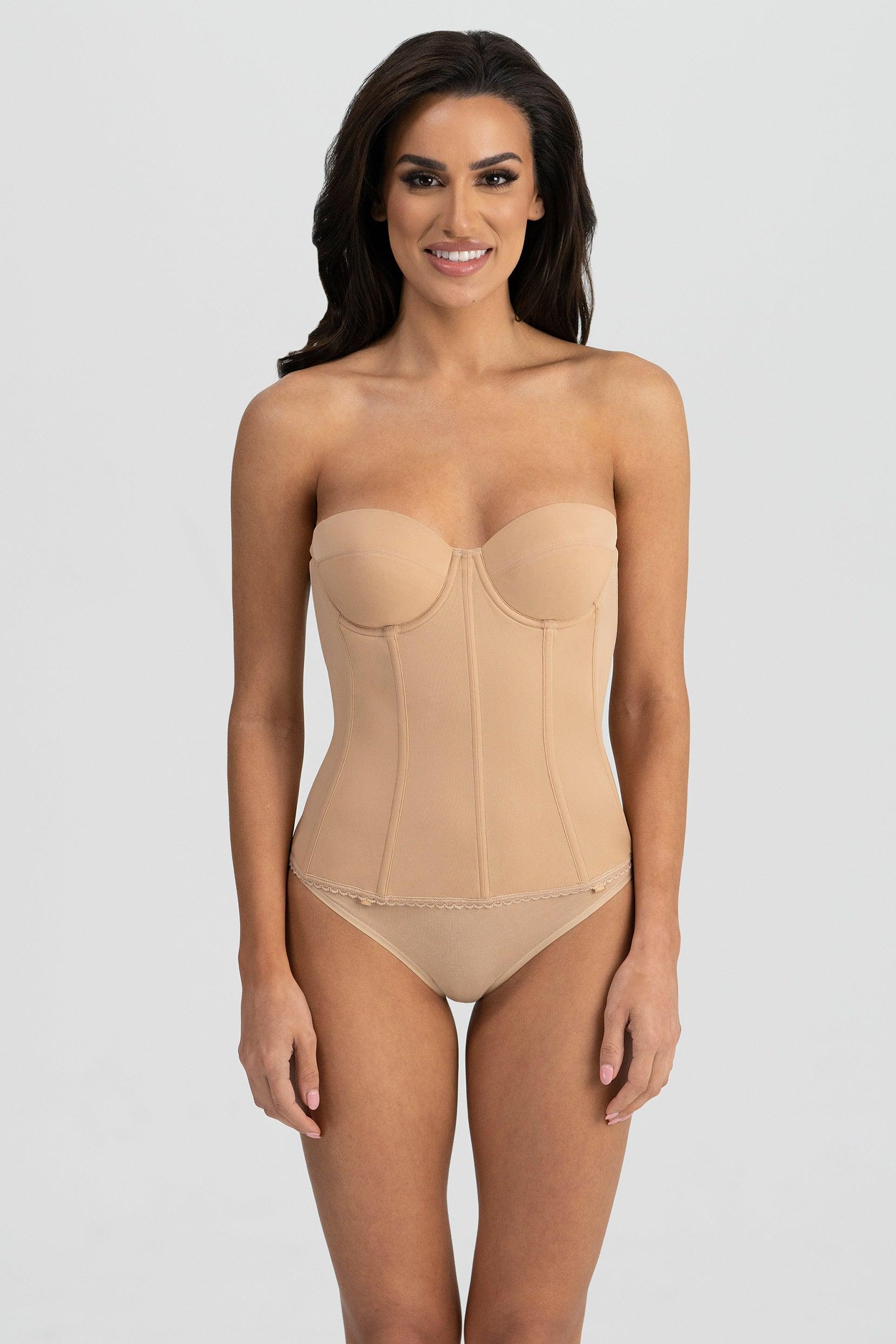 Low Back Strapless Longline Corset Bridal Bra 8980 - Mocha / 30 / B - COCOMELODY